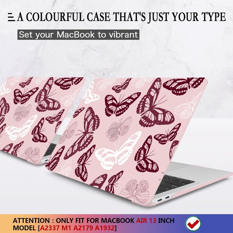 CISSOOK Butterfly Case for MacBook Air 13 Inch Pink 2021 2020 2019 2018 Release Model A2337 M1 A2179 A1932  Pink Cover with Keyboard Cover for MacBook Air 13 with Retina Display and Touch ID - Image 3